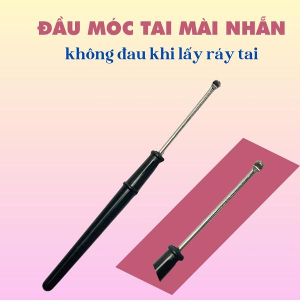 Combo 10 cây móc tai inox cán nhựa đen 11.2 cm, cây móc ráy tai vệ sinh tai.