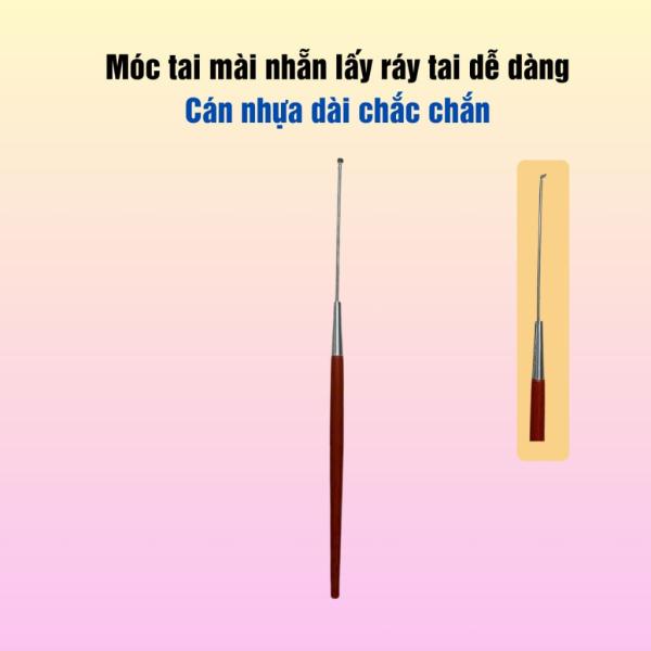 Combo 10 cây móc tai inox cán nhựa đỏ 18 cm, cây móc ráy tai, cây lấy ráy tai vệ sinh tai