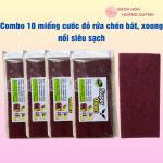 Combo 10 miếng cước nhám đỏ chùi xoong nồi, miếng rửa chén tím - đỏ, miếng đánh bóng bề mặt kim loại super clean BT