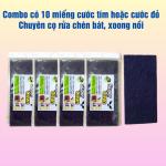 Combo 10 miếng cước nhám đỏ chùi xoong nồi, miếng rửa chén tím - đỏ, miếng đánh bóng bề mặt kim loại super clean BT