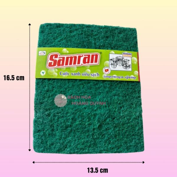 Combo 10 miếng cước xanh chùi xoong nồi Samran 13.5x 16.5 cm, miếng cước chùi nồi rửa chén siêu sạch
