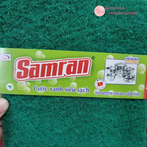 Combo 10 miếng cước xanh chùi xoong nồi Samran 13.5x 16.5 cm, miếng cước chùi nồi rửa chén siêu sạch
