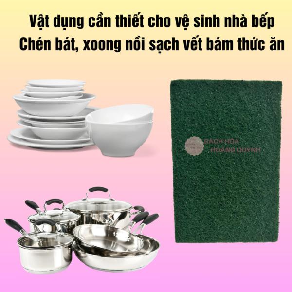 Combo 10 miếng cước xanh chùi xoong nồi Đông Dương 12x8 cm, miếng cước chùi nồi rửa chén bát siêu sạch