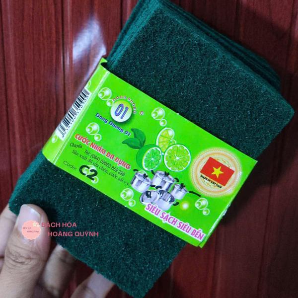 Combo 10 miếng cước xanh chùi xoong nồi Đông Dương 12x8 cm, miếng cước chùi nồi rửa chén bát siêu sạch