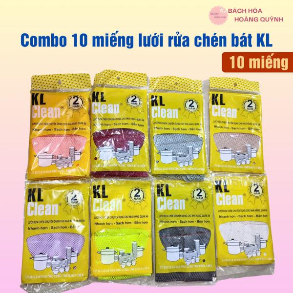 Combo 10 miếng lưới rửa chén bát siêu sạch KL, miếng rửa chén lưới KL Clean loại dày