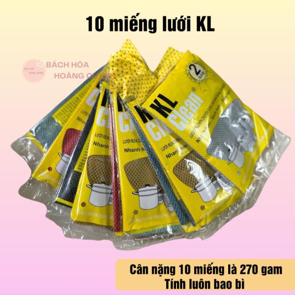 Combo 10 miếng lưới rửa chén bát siêu sạch KL, miếng rửa chén lưới KL Clean loại dày