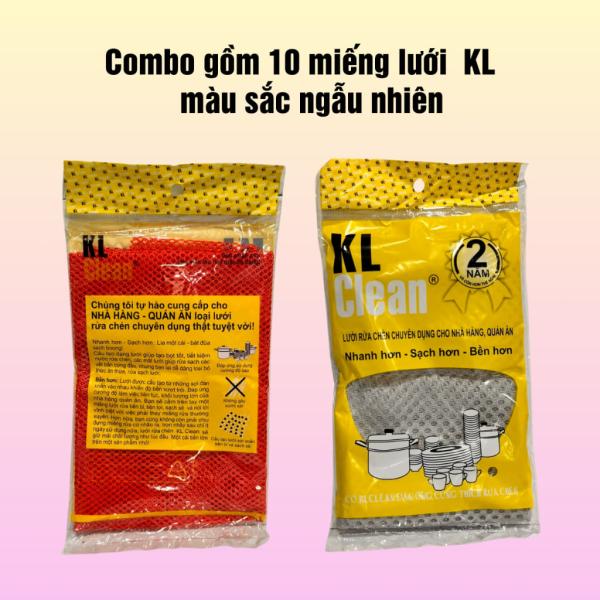 Combo 10 miếng lưới rửa chén bát siêu sạch KL, miếng rửa chén lưới KL Clean loại dày