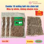 Combo 10 miếng lưới rửa chén bát đa năng màu tự nhiên szie lớn, giẻ rửa bát đĩa bằng lưới không nhuộm màu loại lớn