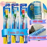 Combo 12 cây bàn chải đánh răng cước cứng nhiều màu sắc KAGA 901