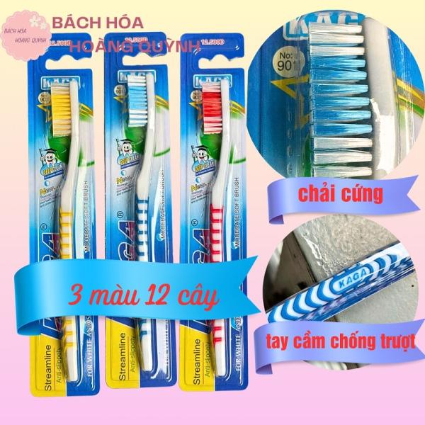Combo 12 cây bàn chải đánh răng cước cứng nhiều màu sắc KAGA 901