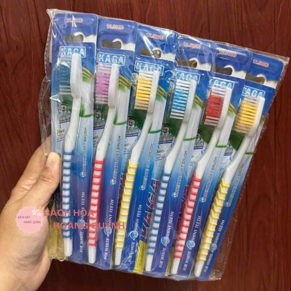 Combo 12 cây bàn chải đánh răng cước cứng nhiều màu sắc KAGA 901