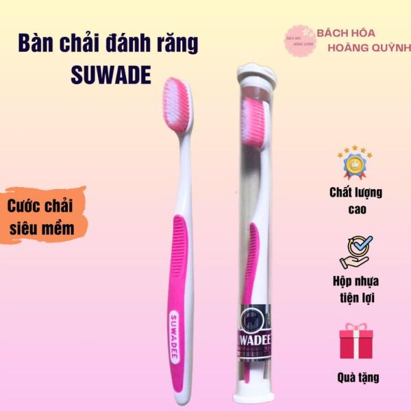 Set 2 bàn chải đánh răng mềm Suwade có ống nhựa đựng kèm, bót đánh răng vệ sinh răng sạch sẽ, tặng cạo lưỡi.