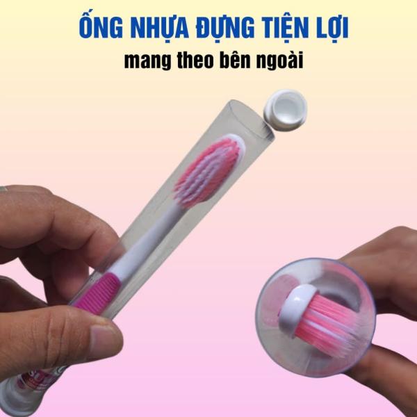 Set 2 bàn chải đánh răng mềm Suwade có ống nhựa đựng kèm, bót đánh răng vệ sinh răng sạch sẽ, tặng cạo lưỡi.