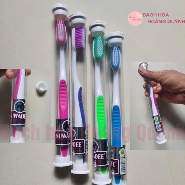 Set 2 bàn chải đánh răng mềm Suwade có ống nhựa đựng kèm, bót đánh răng vệ sinh răng sạch sẽ, tặng cạo lưỡi.