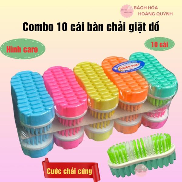 Set 10 cái bàn chải giặt quần áo hình caro, bàn chải chà sàn cước cứng mẫu caro Thuận Phát, đồ dùng gia đình