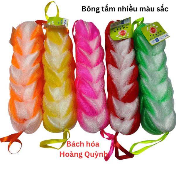 Bông tắm dài vải lưới mềm mại cao cấp, bông tắm tạo bọt chà lưng nhiều màu trẻ trung.