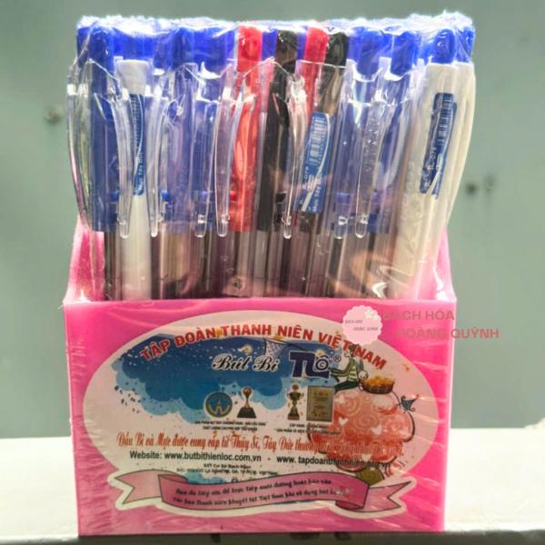 Combo 50 cây viết bi Thiên Lộc màu mực xanh đỏ đen, bút bi ngòi 0.7 mm nét đẹp