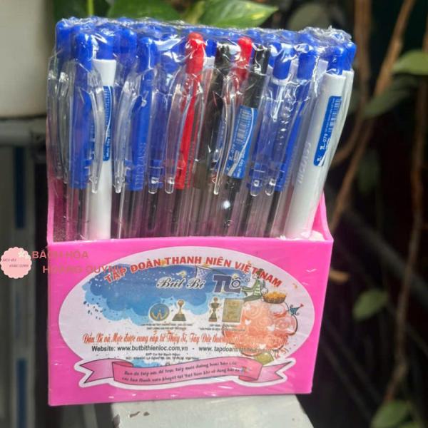 Combo 50 cây viết bi Thiên Lộc màu mực xanh đỏ đen, bút bi ngòi 0.7 mm nét đẹp