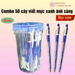 Combo 50 cây bút bi mực xanh, viết bi ánh sáng ngòi 0.7 mm nét đẹp.