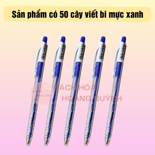 Combo 50 cây bút bi mực xanh, viết bi ánh sáng ngòi 0.7 mm nét đẹp.