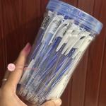 Combo 50 cây bút bi mực xanh, viết bi ánh sáng ngòi 0.7 mm nét đẹp.