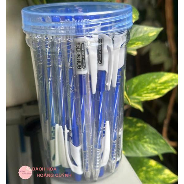 Combo 50 cây bút bi mực xanh, viết bi ánh sáng ngòi 0.7 mm nét đẹp.