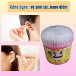Combo 12 hộp tăm bông ráy tai lớn thân nhựa The Bear – hộp tròn