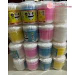 Combo 12 hộp tăm bông ráy tai lớn thân nhựa The Bear – hộp tròn