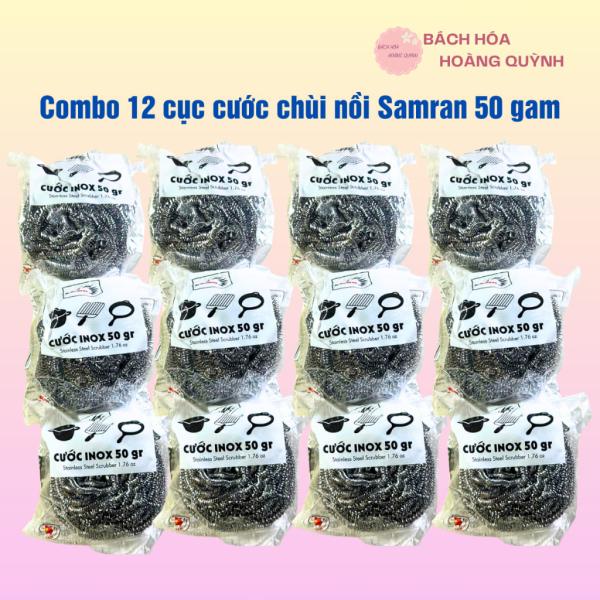 Combo 12 cái cước inox chà nồi Samran dạng khoanh tròn 50 gam, cước chùi nồi, chùi xoong, miếng cước sắt đánh gỉ, vết ố