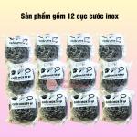 Combo 12 cái cước inox chà nồi Samran dạng khoanh tròn 50 gam, cước chùi nồi, chùi xoong, miếng cước sắt đánh gỉ, vết ố