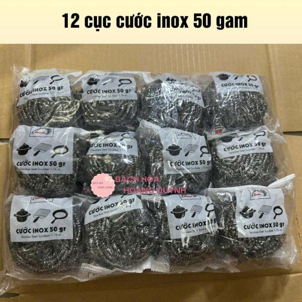 Combo 12 cái cước inox chà nồi Samran dạng khoanh tròn 50 gam, cước chùi nồi, chùi xoong, miếng cước sắt đánh gỉ, vết ố