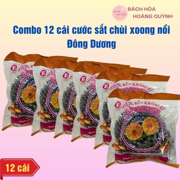 Combo 12 cái cước sắt inox chà nồi dạng khoanh tròn, cước chà nồi, chùi xoong, miếng cước sắt đánh gỉ, đánh sét