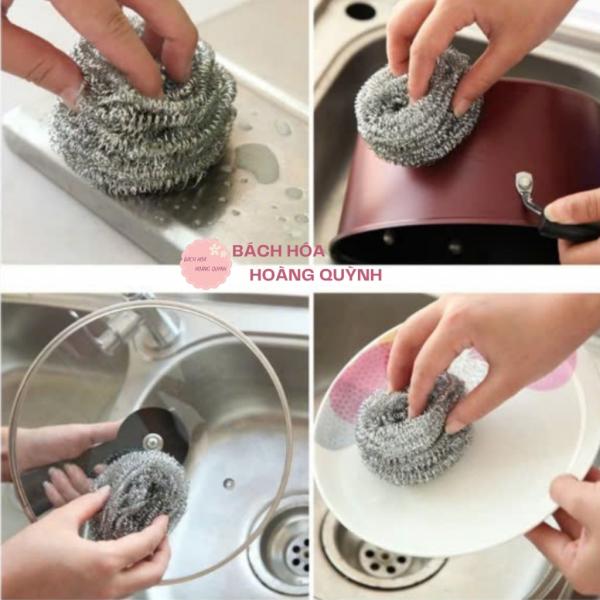 Combo 12 cái cước sắt inox chà nồi dạng khoanh tròn, cước chà nồi, chùi xoong, miếng cước sắt đánh gỉ, đánh sét