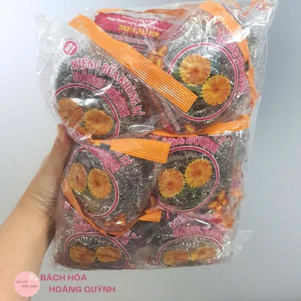 Combo 12 cái cước sắt inox chà nồi dạng khoanh tròn, cước chà nồi, chùi xoong, miếng cước sắt đánh gỉ, đánh sét