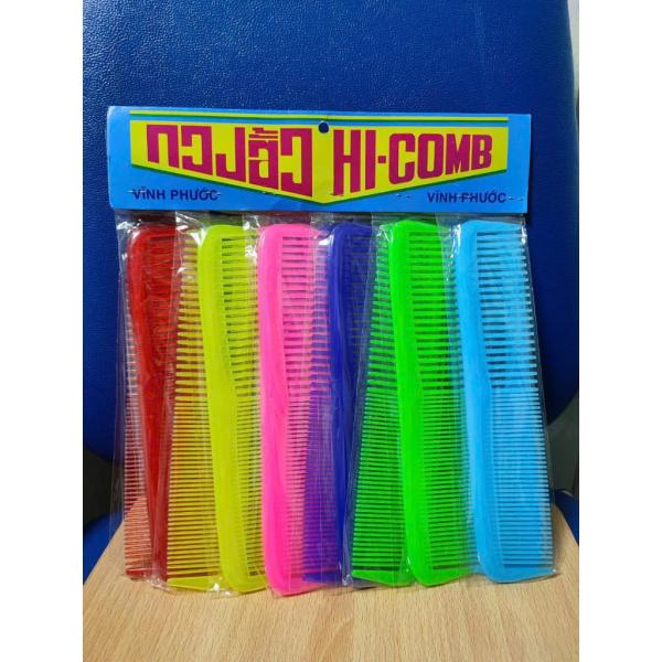 Combo 12 cây lược chải tóc Vĩnh Phước loại thẳng, lược nhựa chải tóc hai đầu nhiều màu sắc