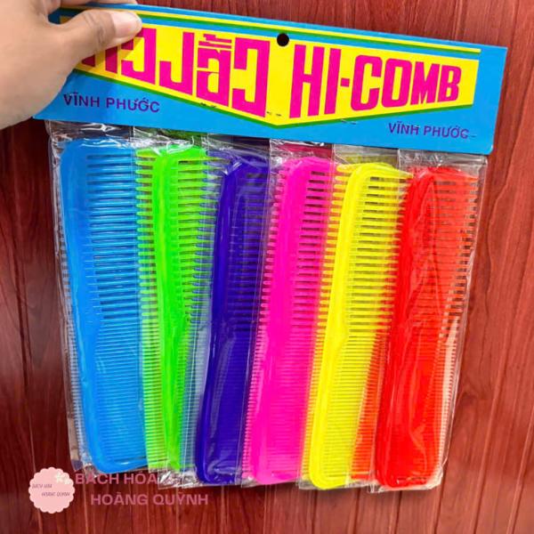 Combo 12 cây lược chải tóc Vĩnh Phước loại thẳng, lược nhựa chải tóc hai đầu nhiều màu sắc