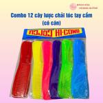 Combo 12 cây lược chải tóc có cán , lược nhựa có tay cầm Vĩnh Phước nhiều màu sắ, giữ mái tóc thẳng,không rối