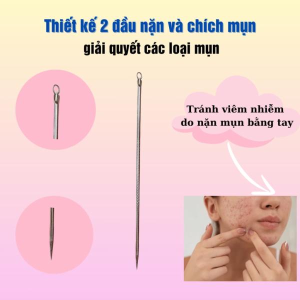Combo 12 cây nặn mụn inox đầu nhọn