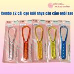 Combo 12 dụng cụ cạo lưỡi nhựa cán cầm hình ngôi sao, cây nạo lưỡi nhựa dạng tròn,giữ hơi thở thơm tho