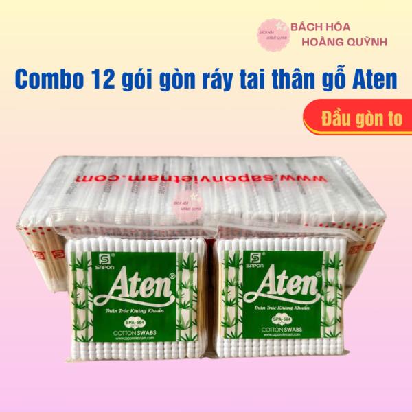 Combo 12 gói bông rái tai tiệt trùng thân gỗ ATEN (LEVEE), gòn ráy tai thân gỗ chắc chắn vệ sinh tai, trang điểm