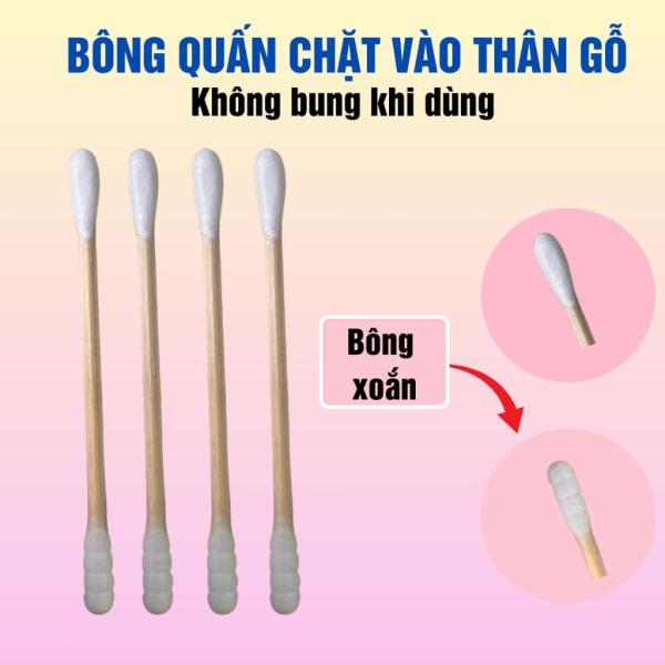 Combo 12 gói bông rái tai tiệt trùng thân gỗ ATEN (LEVEE), gòn ráy tai thân gỗ chắc chắn vệ sinh tai, trang điểm
