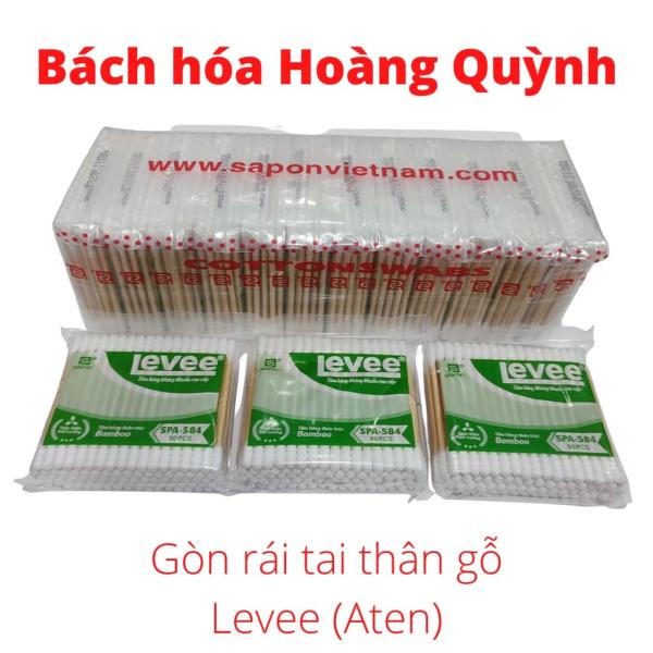 Combo 12 gói bông rái tai tiệt trùng thân gỗ ATEN (LEVEE), gòn ráy tai thân gỗ chắc chắn vệ sinh tai, trang điểm