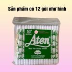 Combo 12 gói bông rái tai tiệt trùng thân gỗ ATEN (LEVEE), gòn ráy tai thân gỗ chắc chắn vệ sinh tai, trang điểm