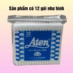 Combo 12 gói gòn ráy tai lớn thân nhựa Aten, tăm bông vệ sinh tai, trang điểm ,gòn ráy tai lớn thân nhựa trắng an toàn