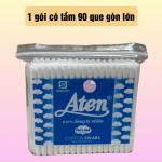 Combo 12 gói gòn ráy tai lớn thân nhựa Aten, tăm bông vệ sinh tai, trang điểm ,gòn ráy tai lớn thân nhựa trắng an toàn