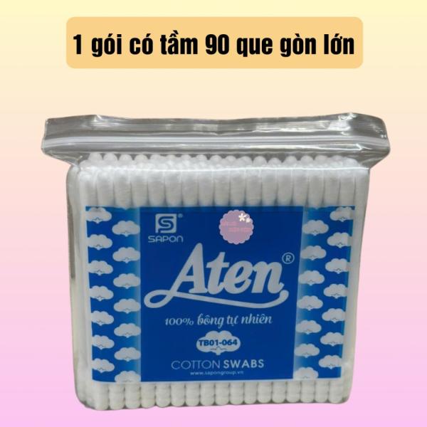 Combo 12 gói gòn ráy tai lớn thân nhựa Aten, tăm bông vệ sinh tai, trang điểm ,gòn ráy tai lớn thân nhựa trắng an toàn