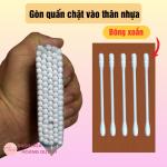 Combo 12 gói gòn ráy tai lớn thân nhựa Aten, tăm bông vệ sinh tai, trang điểm ,gòn ráy tai lớn thân nhựa trắng an toàn