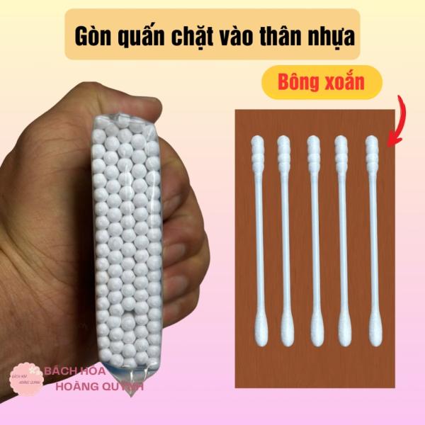 Combo 12 gói gòn ráy tai lớn thân nhựa Aten, tăm bông vệ sinh tai, trang điểm ,gòn ráy tai lớn thân nhựa trắng an toàn