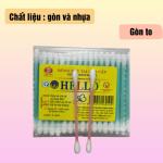 Combo 12 hộp tăm bông ráy tai lớn thân nhựa Hello – hộp vuông