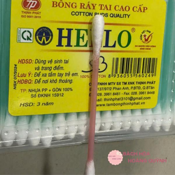 Combo 12 hộp tăm bông ráy tai lớn thân nhựa Hello – hộp vuông